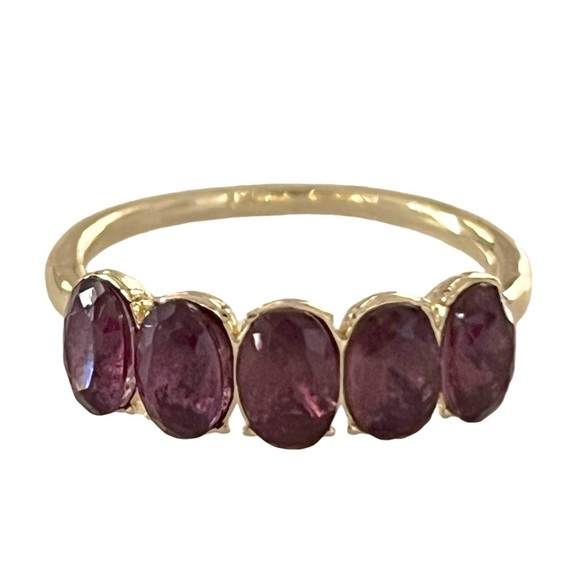 Gold and Purple Gemstone February Birthstone Ring - Picture 1 of 6